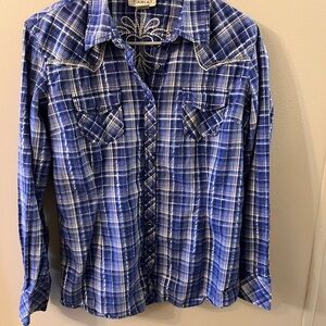 Ariat Blue Plaid Button-Up Shirt pearl snap